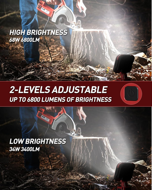 Work Light for Milwaukee M18 Battery: Portable 68W 6800LM Cordless 18V Battery L gallery
