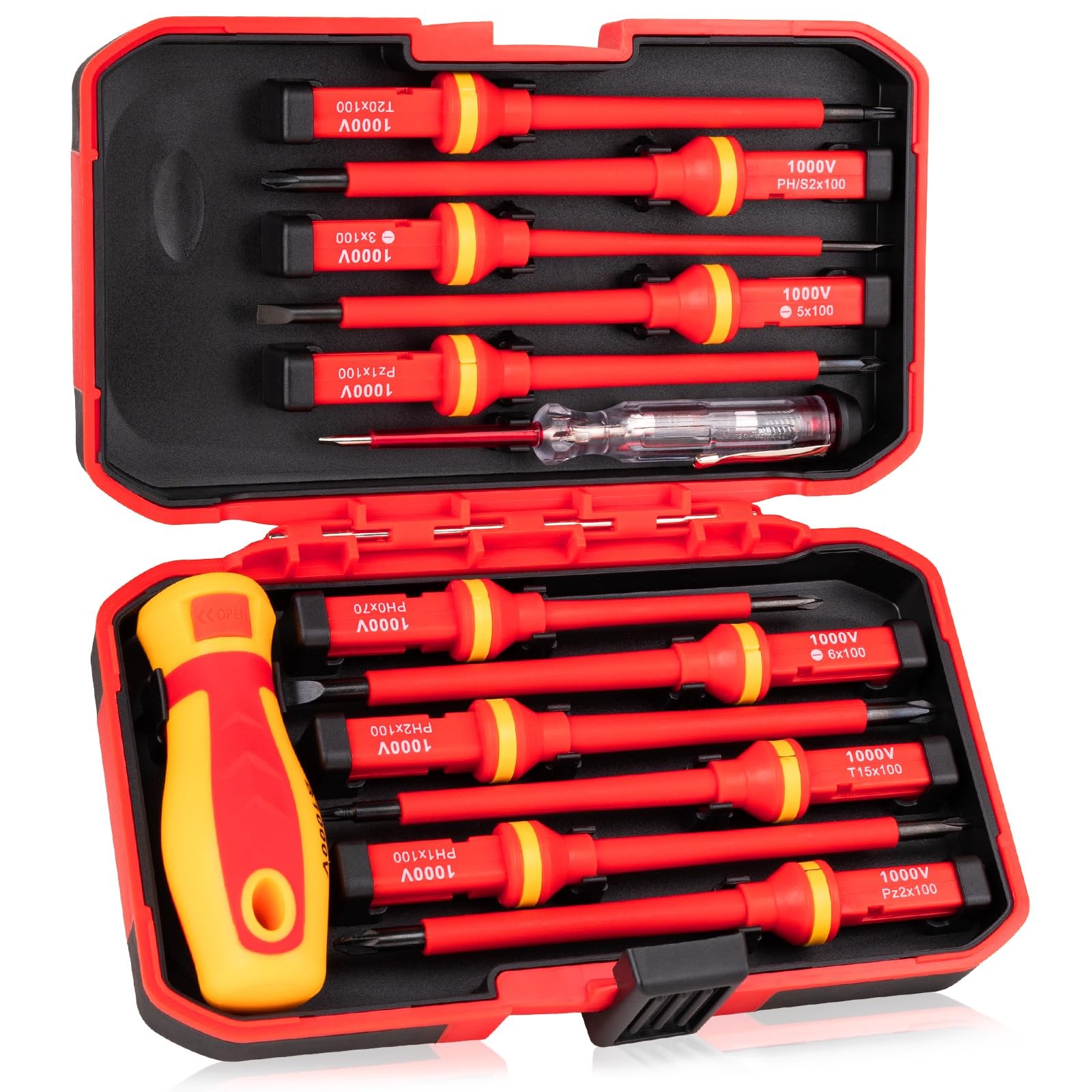 13PCS 1000V Insulated Screwdriver Set, S2 Steel, Magnetic Tips, PP + TPR Grip... gallery