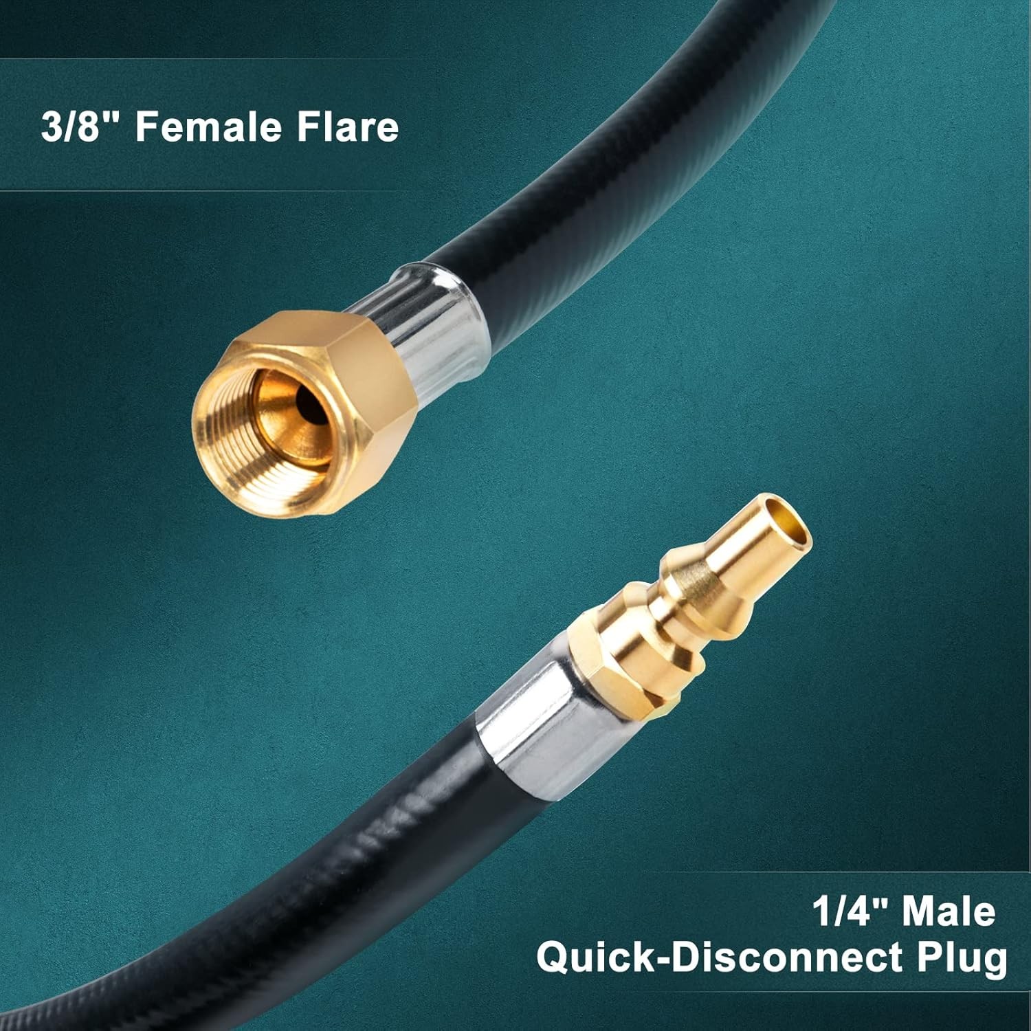 GASPRO 24 FT RV Quick Connect Propane Hose 1/4 Male to 3/8 Female Flare US gallery