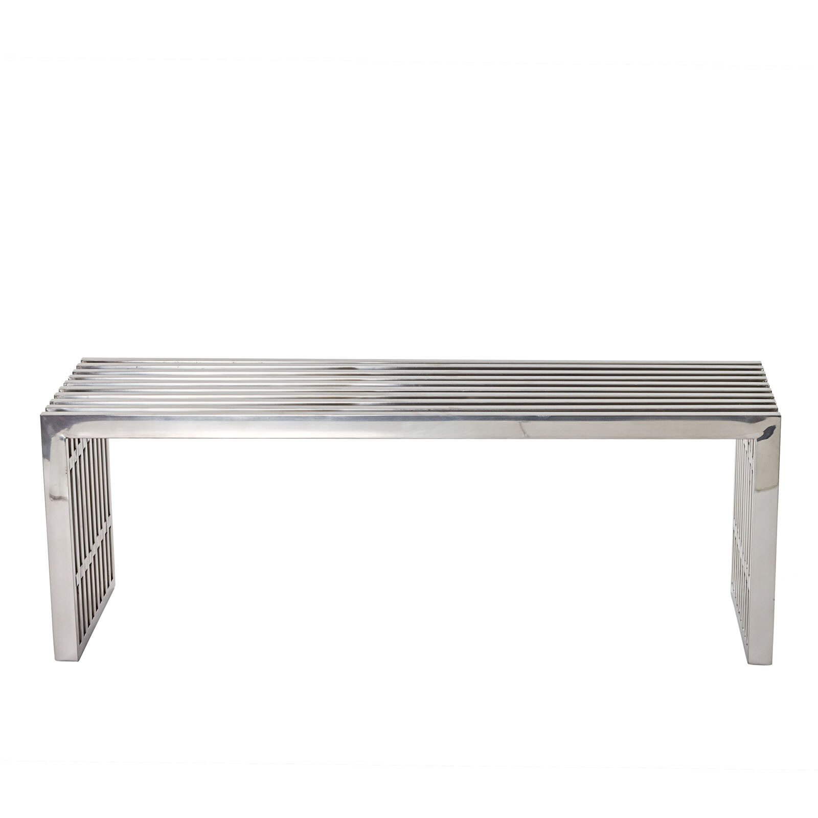 Modway Gridiron Medium Stainless Steel Bench in Silver gallery