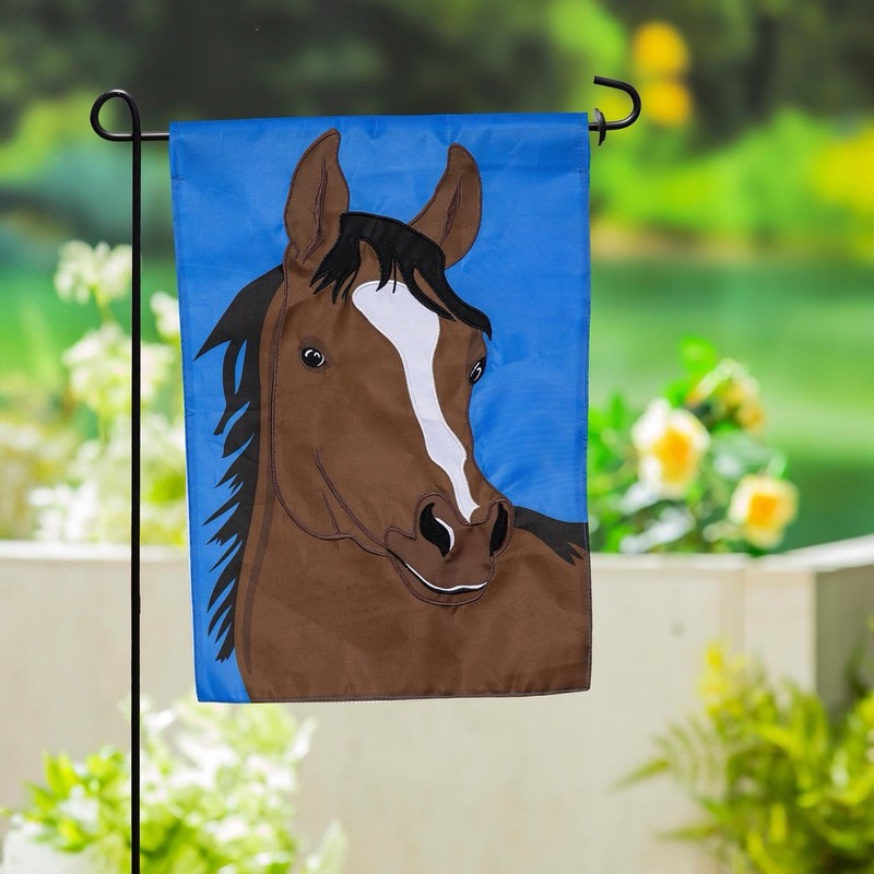 Evergreen Single Horse Basic Appliqué Garden Flag 12.5”x18” Polyester Nylon NEW gallery