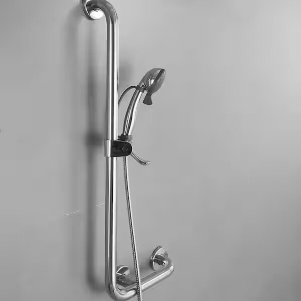 BWE Adjustable Removable Shower With Hose And ADA Safety Bar, Chrome gallery