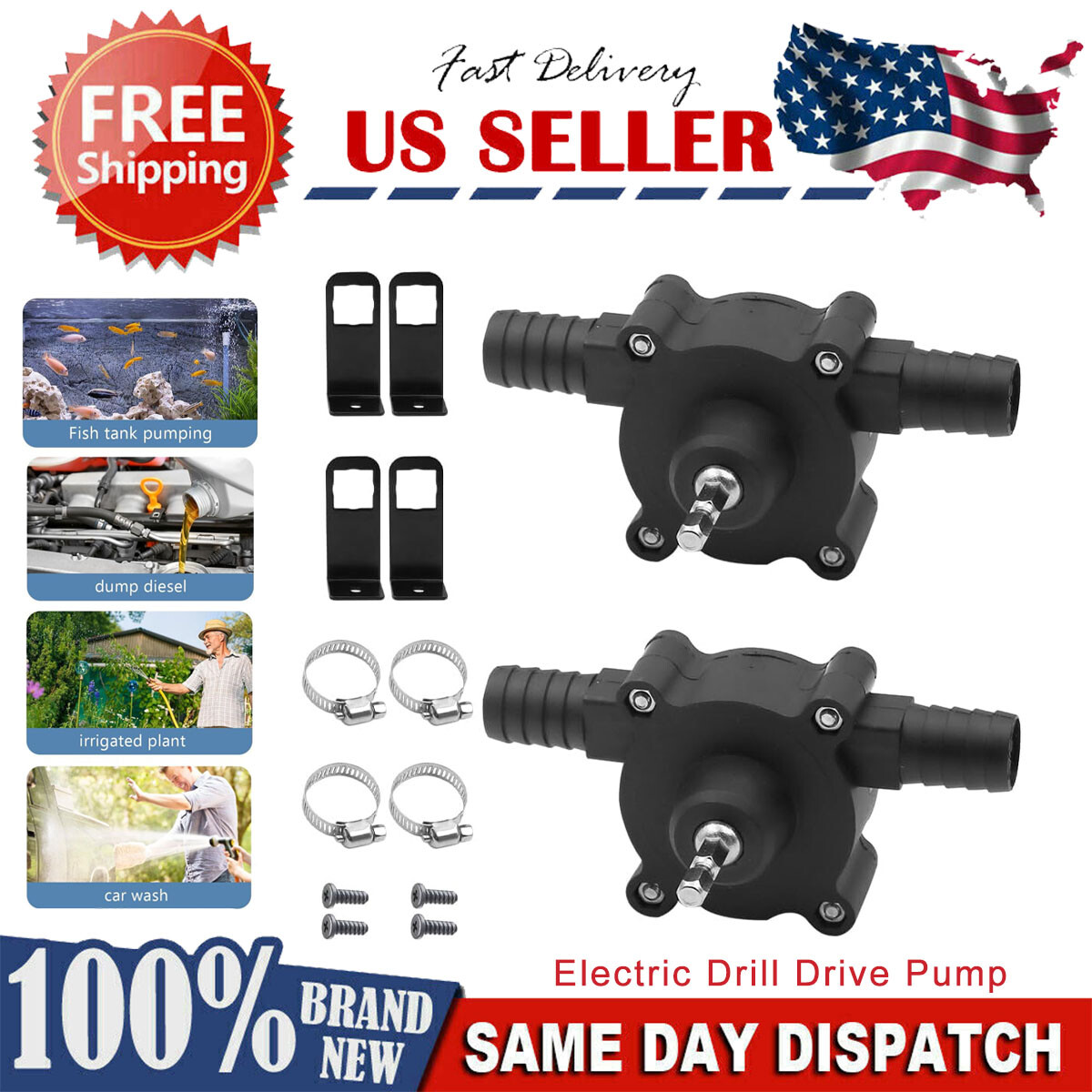 2x Small Water Mini Hand Self Priming Transfer Pump Portable Electric Drill Pump gallery