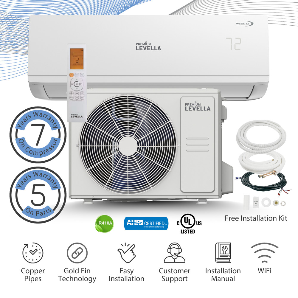 12,000 BTU 16 SEER2 Ductless Mini-Split Inverter+Air Conditioner Heat Pump 110V