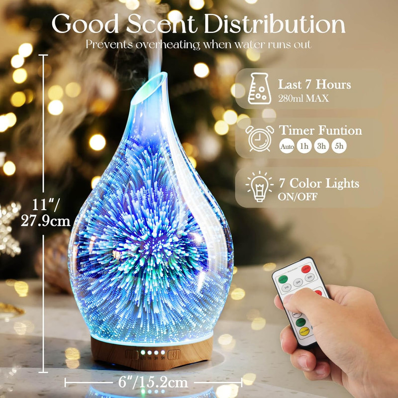 280Ml Essential Oil Diffuser, Aroma Ultrasonic Humidifier with Remote Control, B gallery