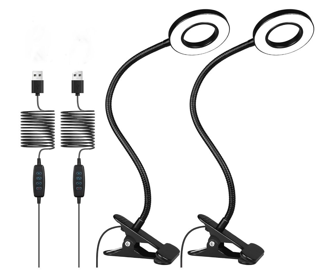 2pcs Clip on Light Reading Lights 48 LED USB Desk Lamp 3 Color 10 Dimmable D306 gallery