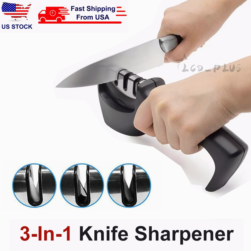 3 Stage Knife Sharpener Professional Ceramic Tungsten Kitchen Sharpening System gallery
