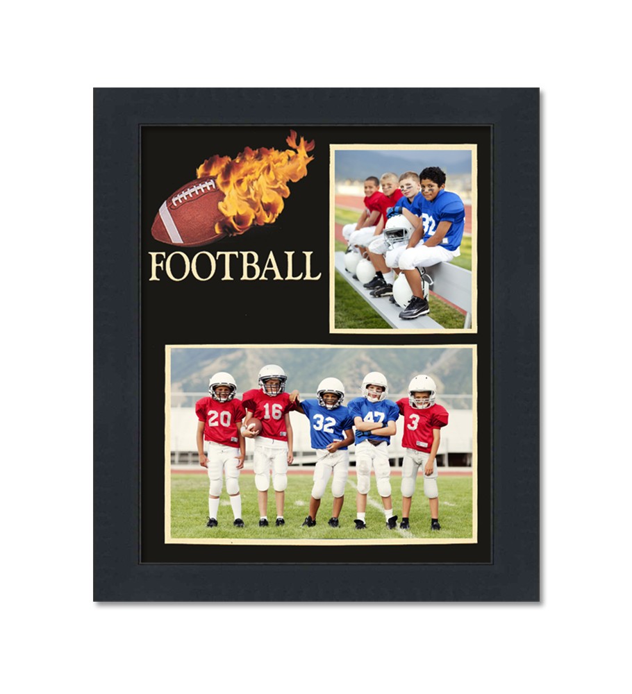 Dynamic Football Theme Black Frame Fits Two Photos Measuring 3x5 and 7x5 Inches gallery