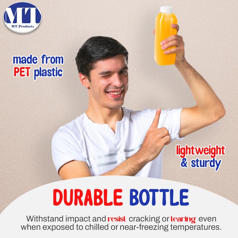 MT Products Empty Clear PET Plastic Juice Bottles with Caps 16 oz - Pack of 12 gallery