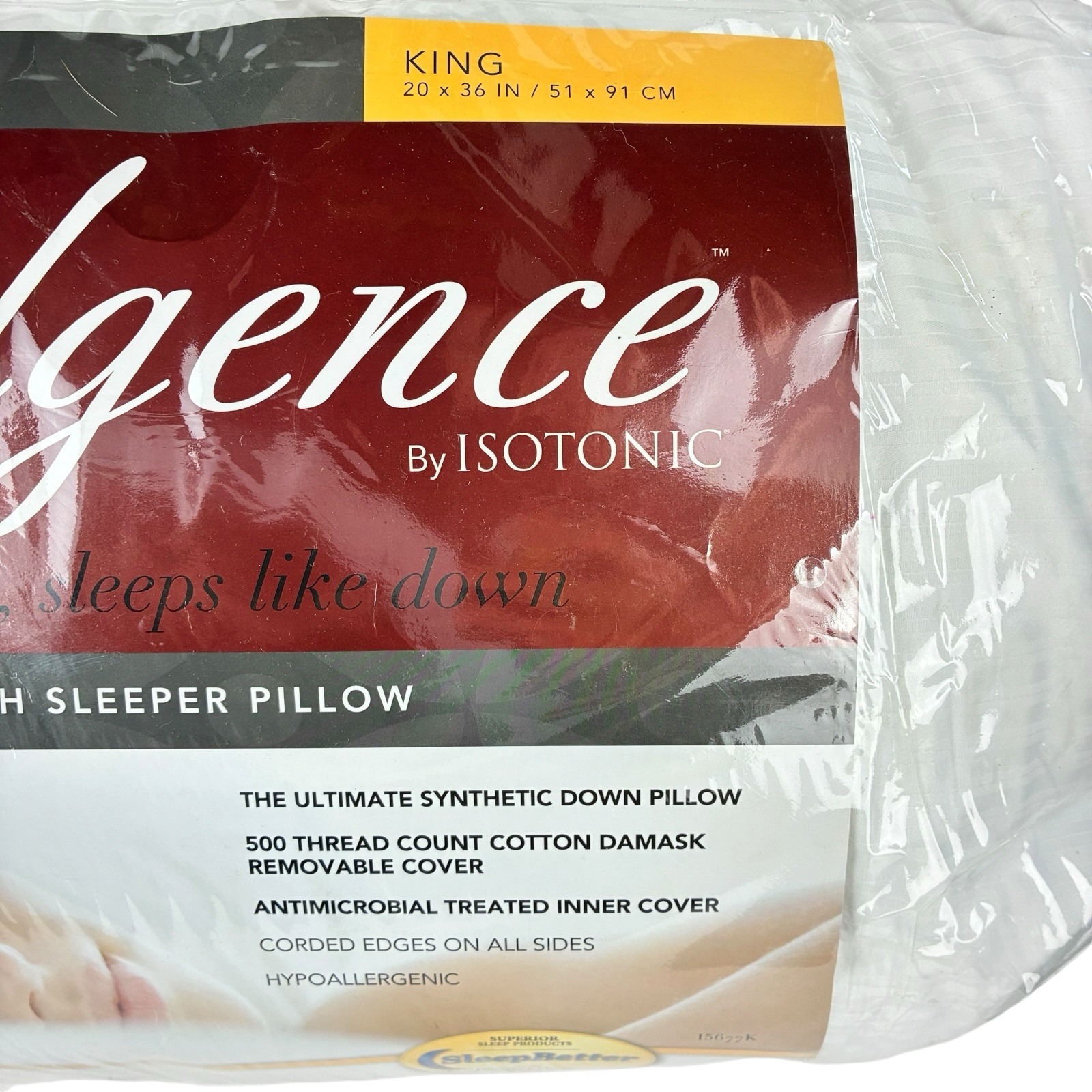 Isotonic Indulgence Synthetic Down Pillow Back Stomach Sleeper King 20" x 36" gallery
