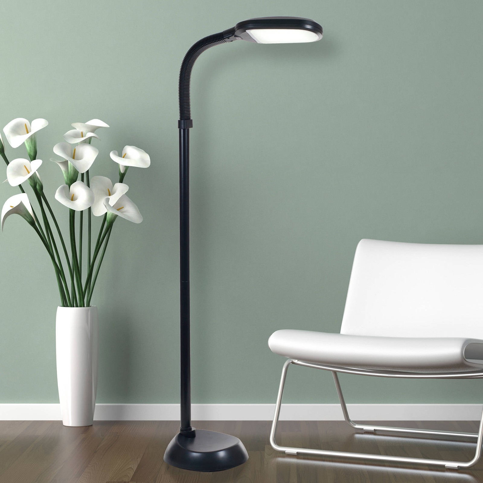 Lavish Home Natural Sunlight LED Floor Lamp with Bendable Neck 60 Inch (Black) gallery