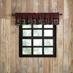 Cumberland 72 In. L X 16 In. W Patchwork Cotton Valance in Chili Pepper Black Gr