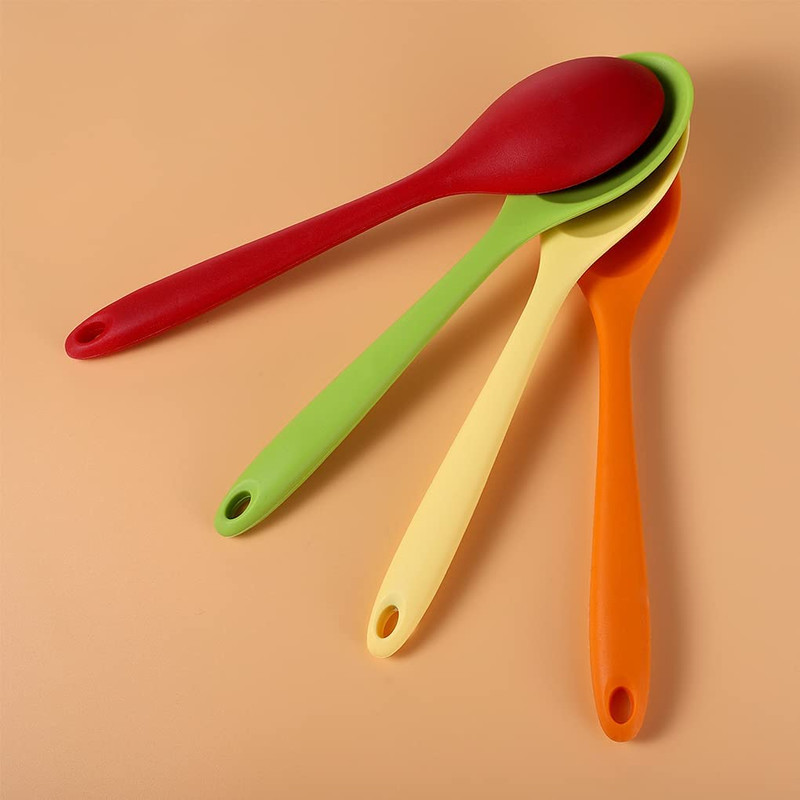 4 Pack 10.8" Large Silicone Mixing Spoons Non Stick Cooking Spoon for Stirring gallery