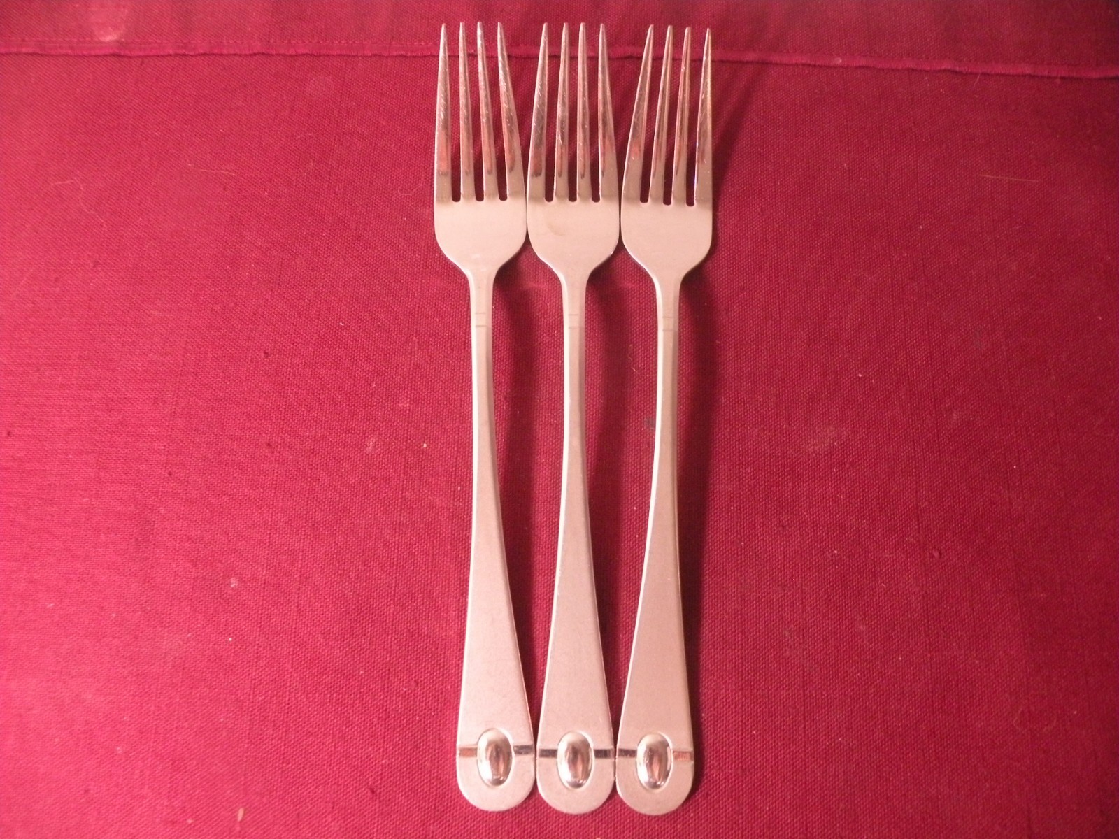 3 Dinner Forks Oneida SATIN JUPITER Glossy Accent Stainless Steel 7 3/4" B gallery