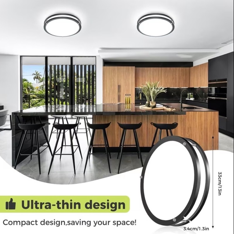 13” LED Ceiling Light 36W Flush Mount 3600LM Dimmable 5CCT Ultra Thin Black gallery