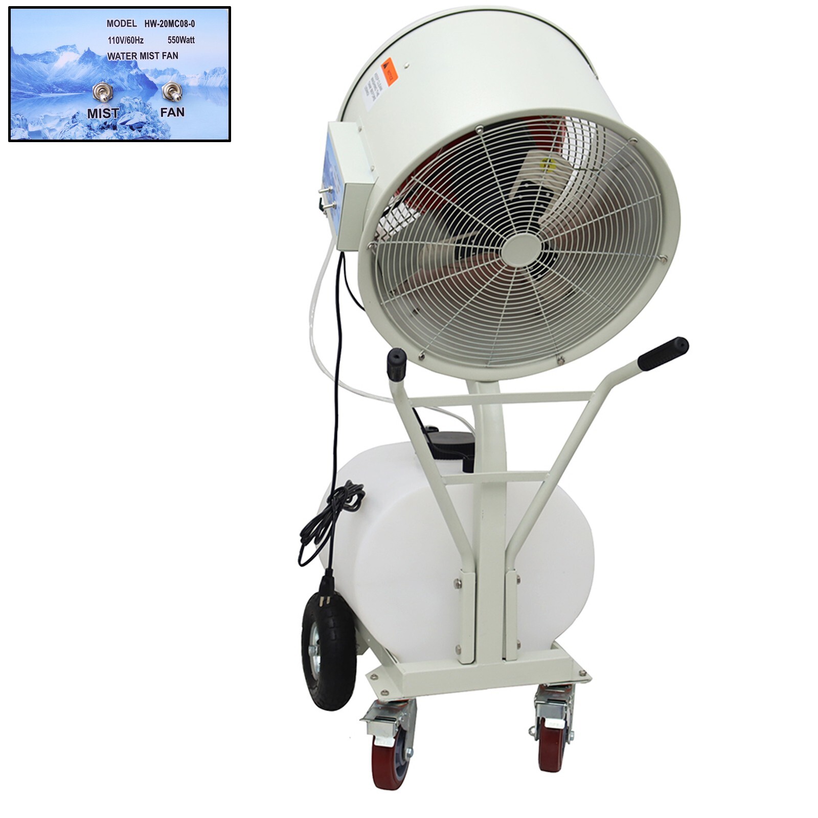 Industrial Spray Electric Fan Humidification and Watering Mist Fan 560m³/min 60L gallery