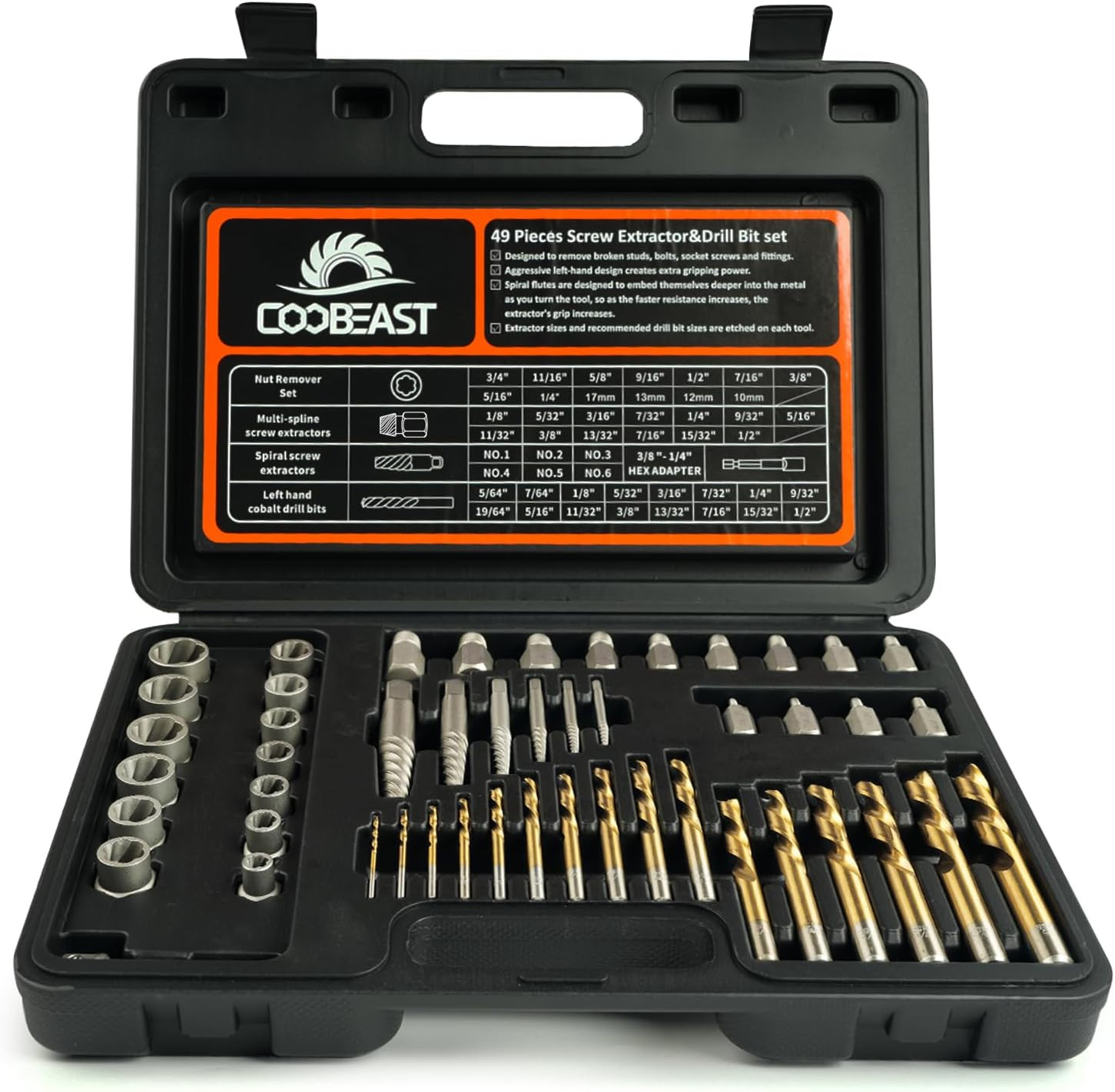 49Pcs Bolt Extractor Kit with Left Hand Drill Bit, Screw Extractor Set Heavy Dut gallery