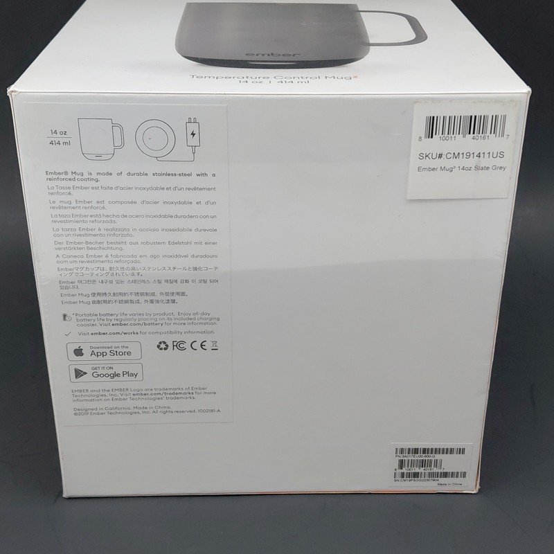 Ember Temperature Control Mug 2 Smart Cup 14 Oz Slate Grey CM191411US Sealed!! gallery