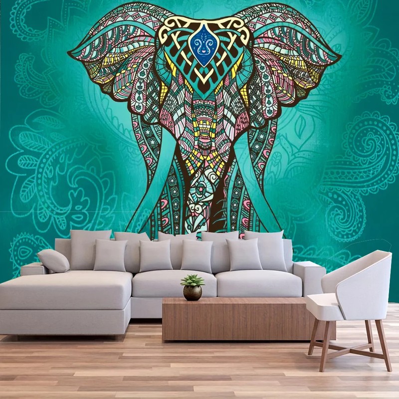 Mandala Pattern Indian Tapestry Wall Hanging Decor Bohemian Art Psychedelic Elep gallery