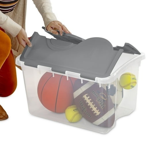 Clear Plastic Storage Container with Hinge Lid 48 Quart Medium FlipLid Bin Gray gallery