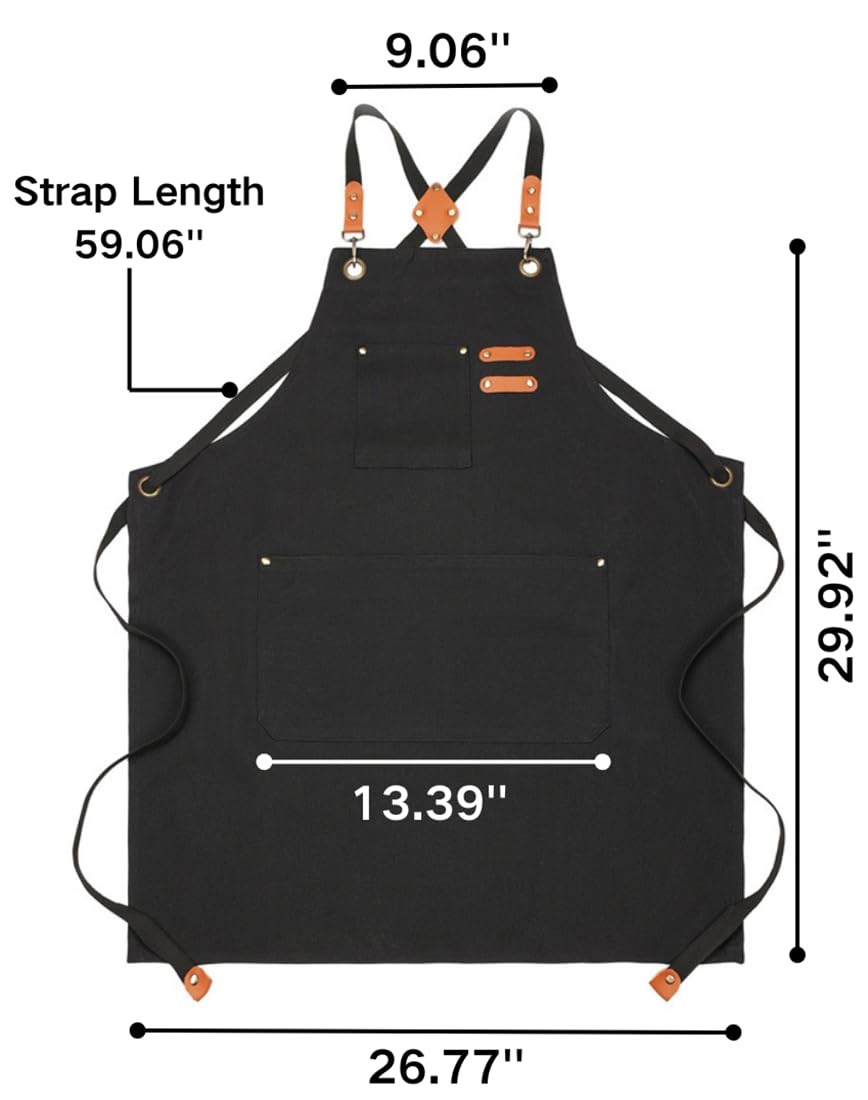Chef Aprons for Women Men with Large Pockets Cooking Aprons Canvas Cross Back... gallery