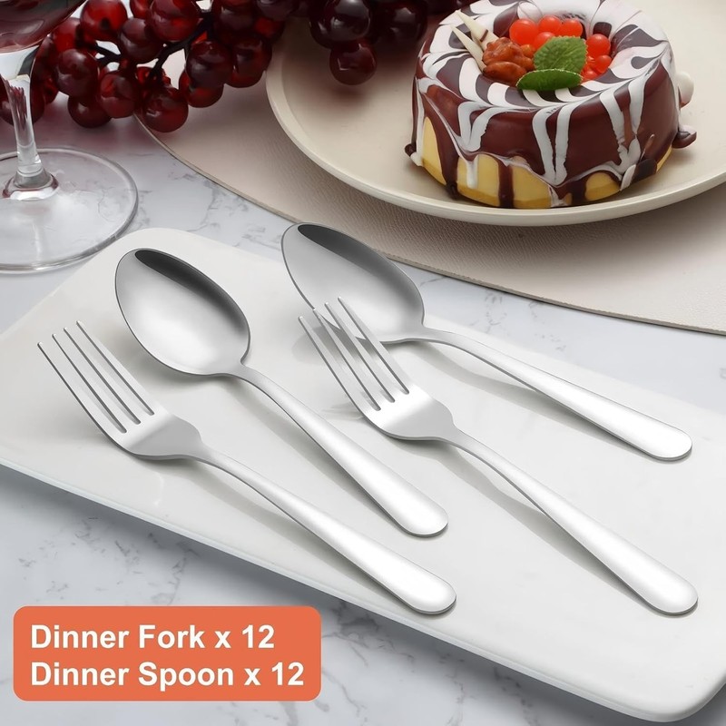 24-Piece Spoons and Forks Set Silverware Set - Forks and Spoons Food Grade St... gallery