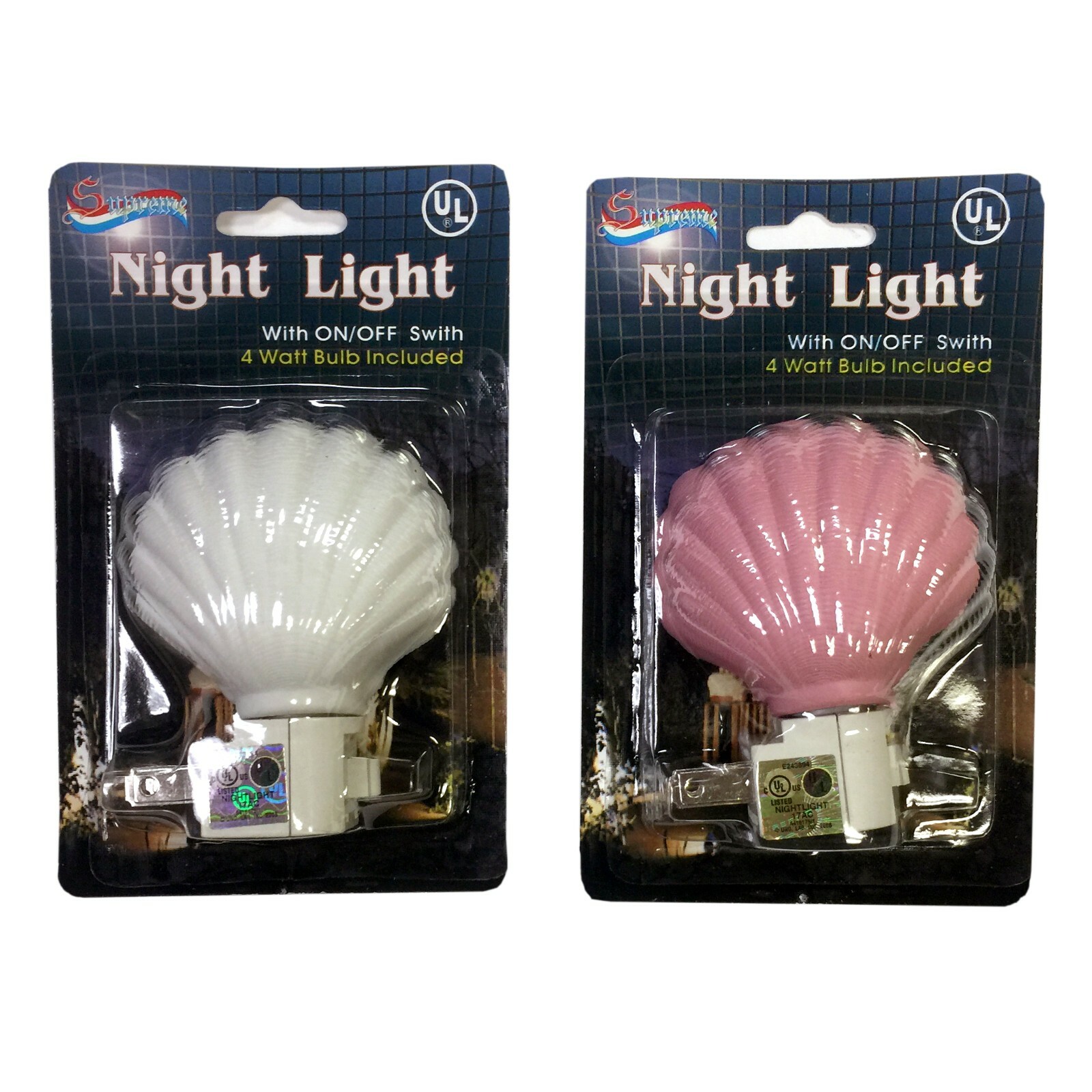 Night Light On Off Switch Light Nite Wall Plug Home Safety Shell Form White Pink gallery