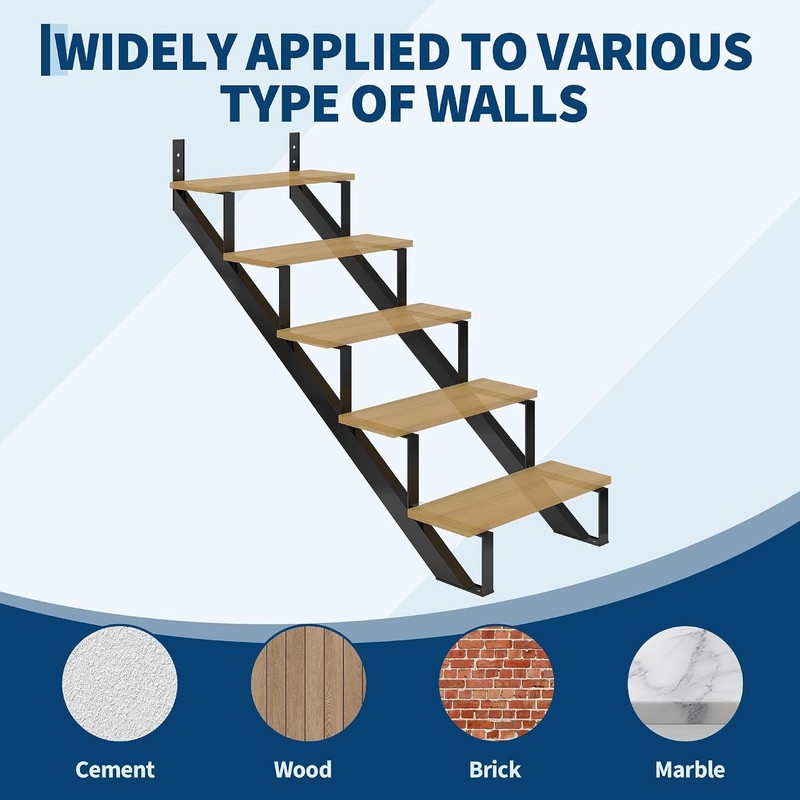 2 Pack Steel Stair Step Riser 5 Step Steel Stair Stringer for Deck Height 35.4'' gallery