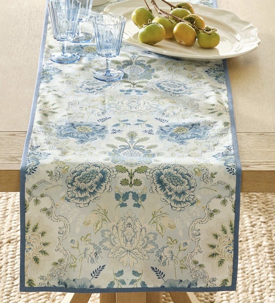 Pottery Barn Kravet Arboretum Table Runner 18”x108” In Azure gallery
