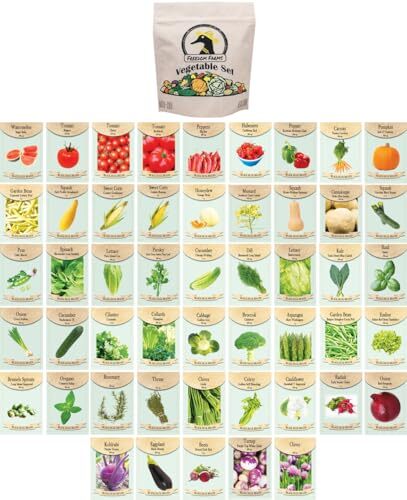 50 Packs Assorted Heirloom Vegetable Seeds 20+ Varieties All Seeds are Heirlo...