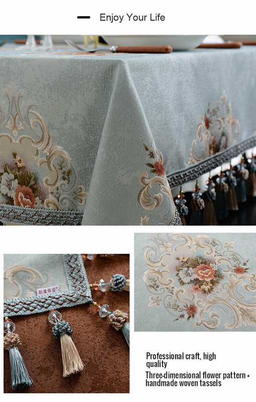 Chenille Classic Tablecloths Rectangle Square European Tassel Home Table Cover gallery