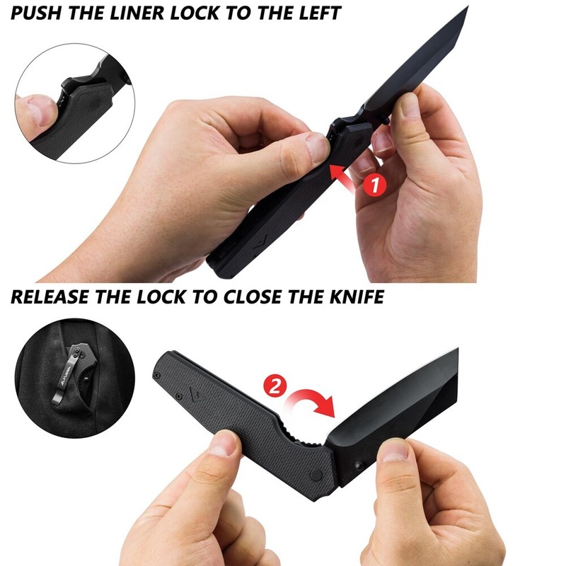 FLISSA Folding Utility Knife G10 Handle 4-3/4 Reverse Tanto Folding Pocket Knife gallery