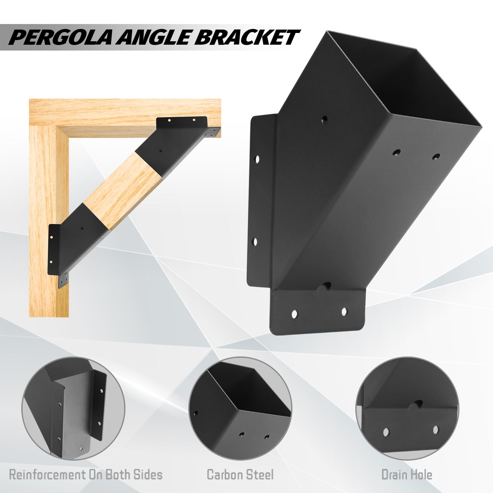 8 Pcs Pergola Angle Support Bracket ,Reinforced 45-Degree 4x4-8, Black gallery