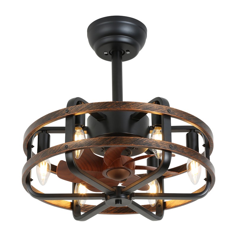 Industrial Cage 35dB 7 Blades Ceiling Fan with Remote for Bedroom Living Room gallery