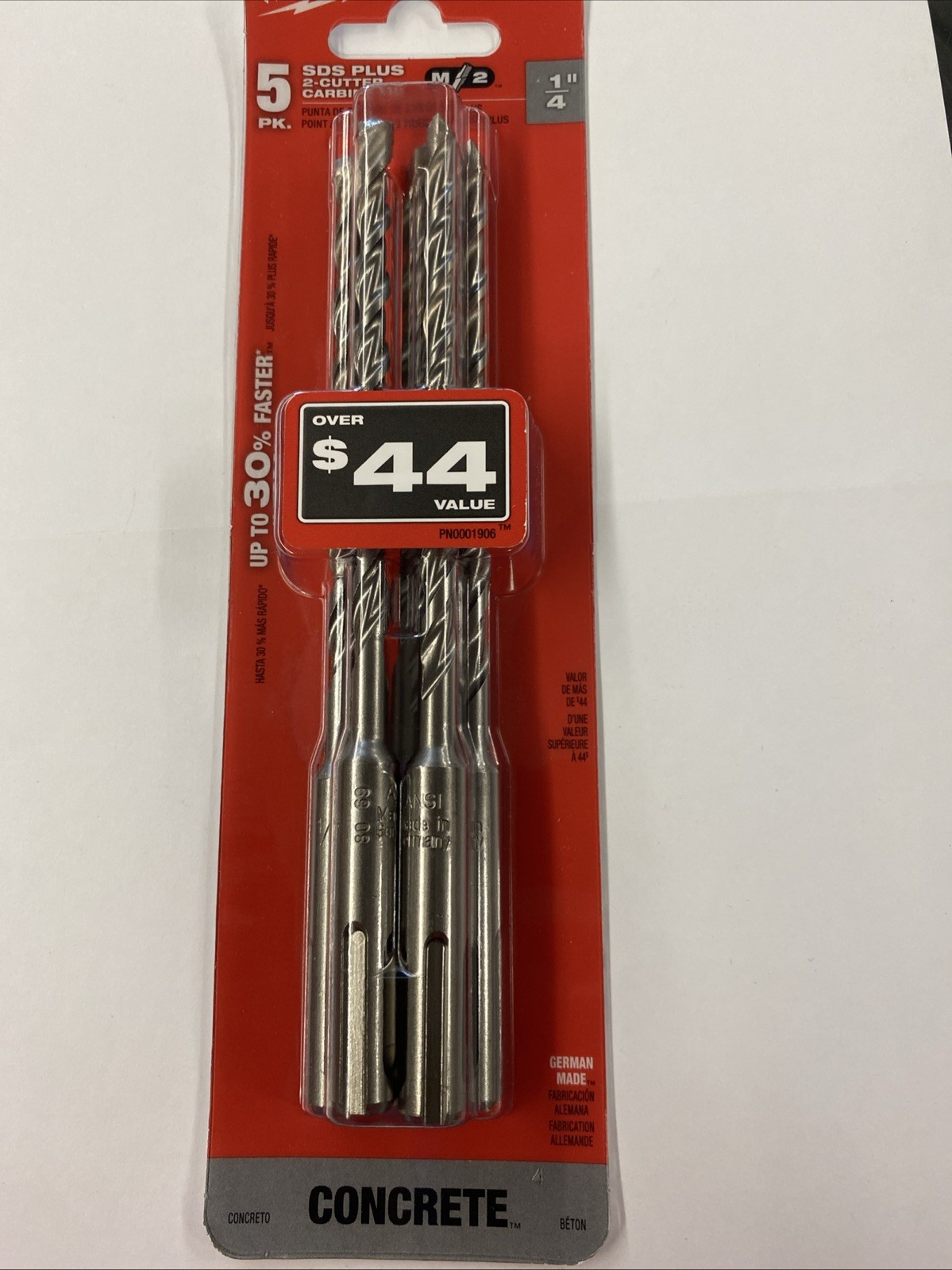 Milwaukee SDS PLUS M2 2-Cutter 1/4 in. x 6 in. Drill Bit- 5 Pack (48-20-8731) gallery