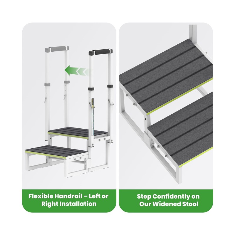 RV Steps with Handrail (26"-38"), Dual-Side Setup, Portable 2-Step RV Stairs ... gallery