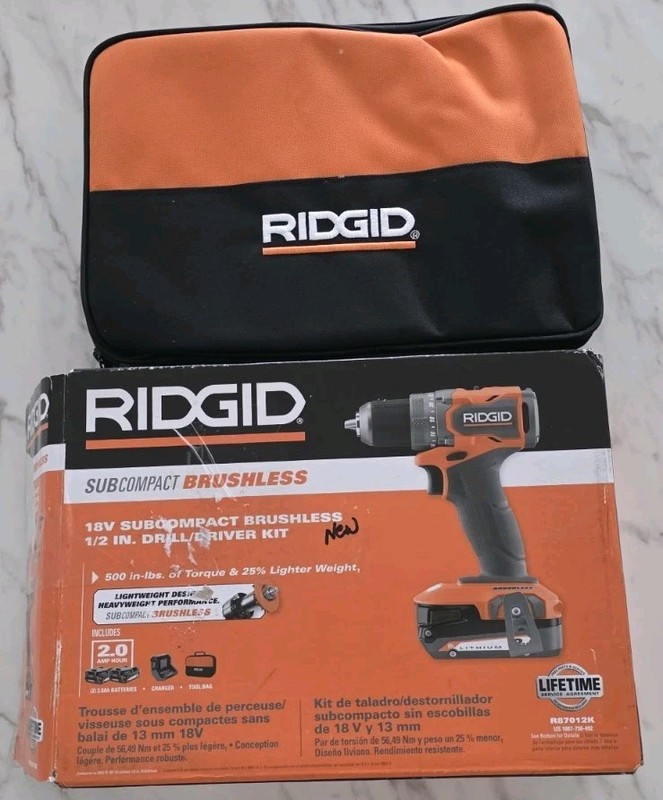 Ridgid 18V 1/2 in Subcompact Drill Driver Brushless W/ 2 Ah Battery R87012K1 gallery