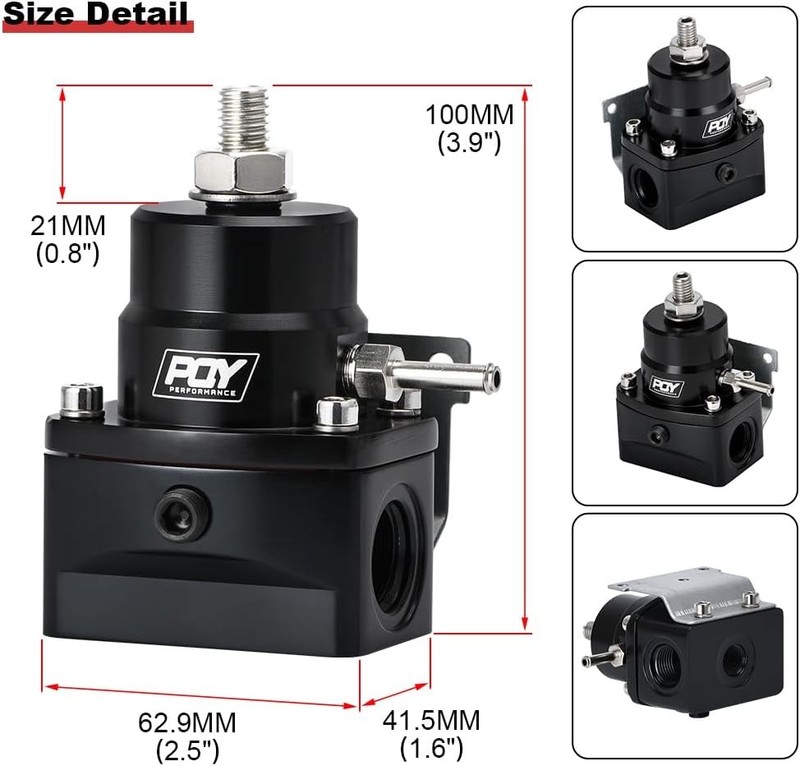 Adjustable Fuel Pressure Regulator Kit 3-70PSI with AN8 Feed Port and AN6 Return gallery