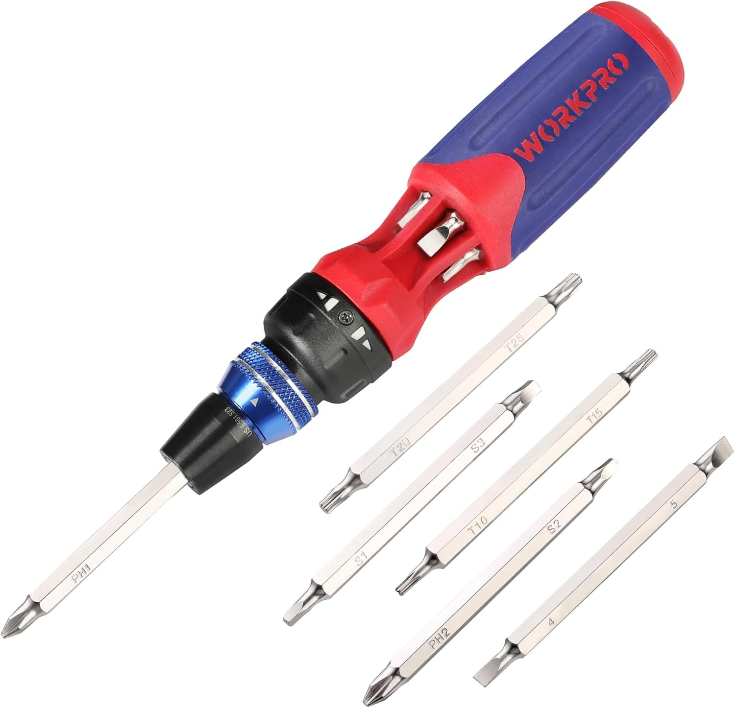 WORKPRO 12-in-1 Ratcheting Multi-Bit Screwdriver Set Quick-load Mechanism USA gallery