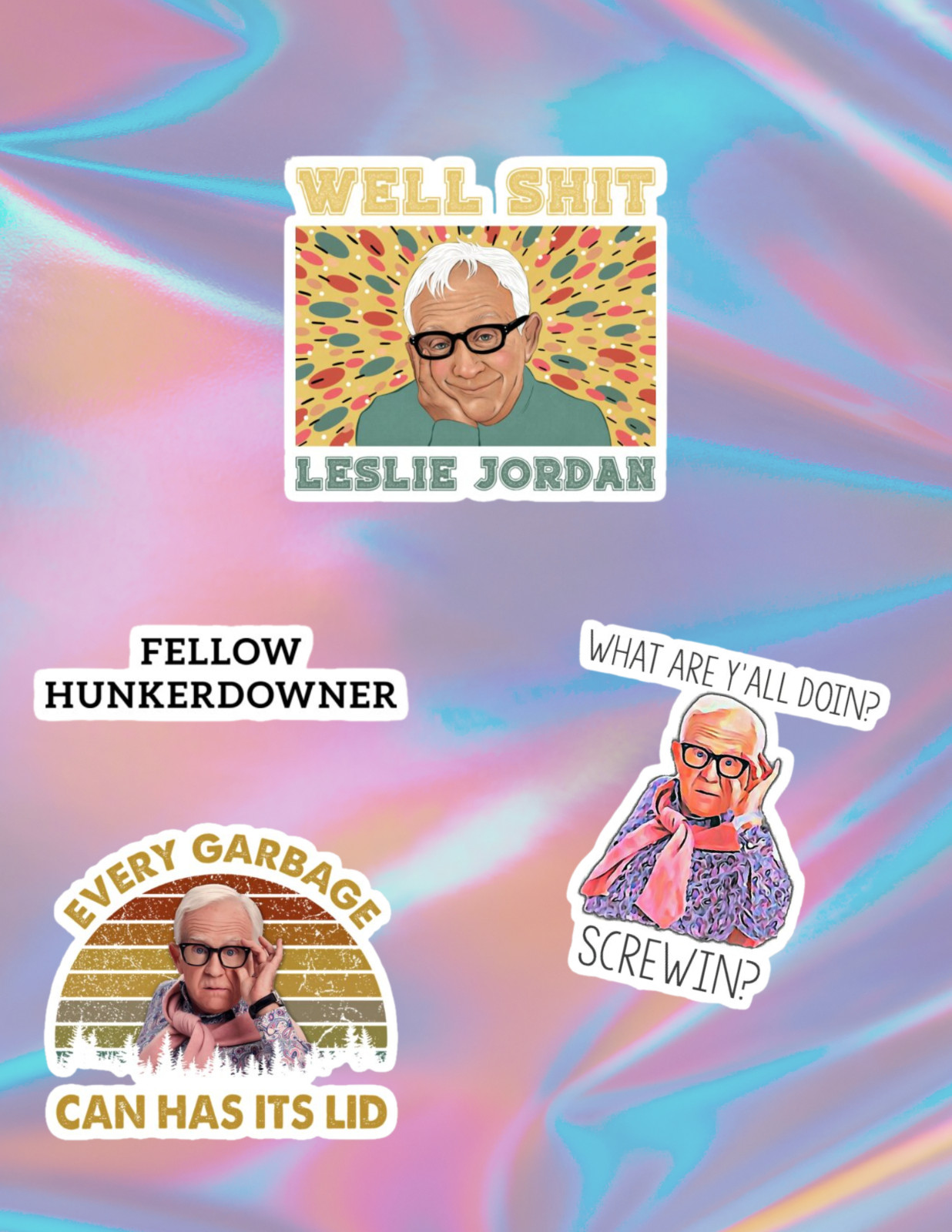 Leslie Jordan 4pc Sticker Pack gallery