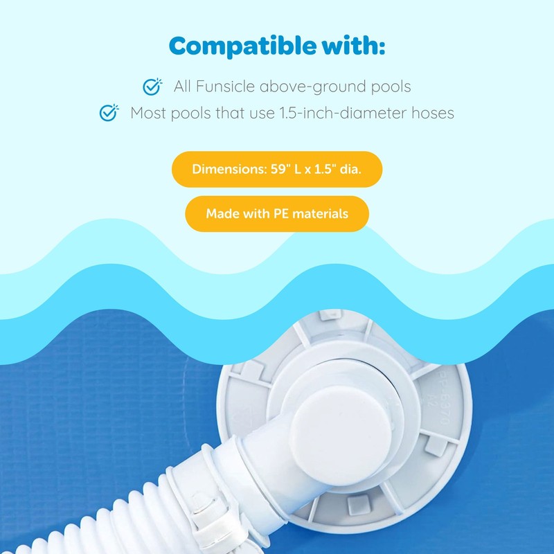 Funsicle 59"x1.5" Universal Replacement Hose Kit for Above Ground Swimming Pool gallery