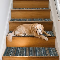Geometric Pattern Printed Stair Treads, Easy to Clean, Non-slip and Wear-resis