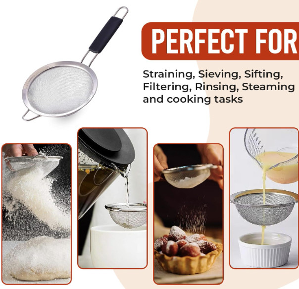 Herlig™ Fine Mesh Strainer Set - Pack of 3 Rust Proof Stainless Steel Mesh gallery