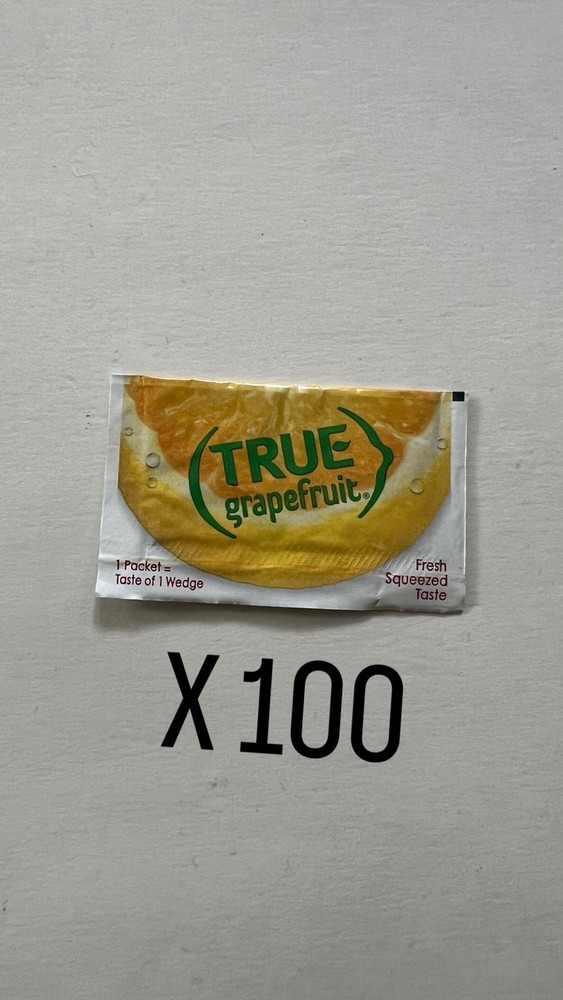 True Grapefruit Crystallized Grapefruit Zero Calories 100 Packets NEW