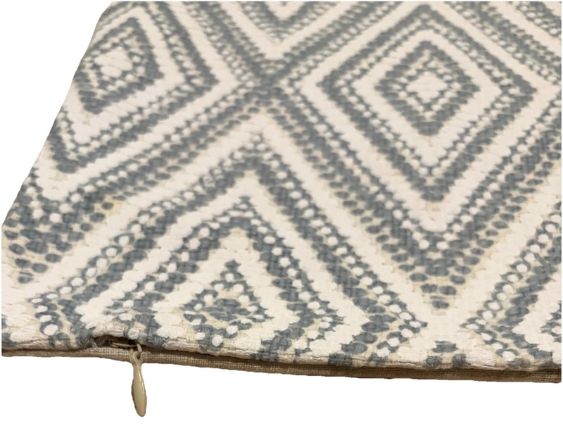 Throw Pillow Case Diamond Shape Design 17”X 17 1/2” Gray/White Front & Tan Back gallery
