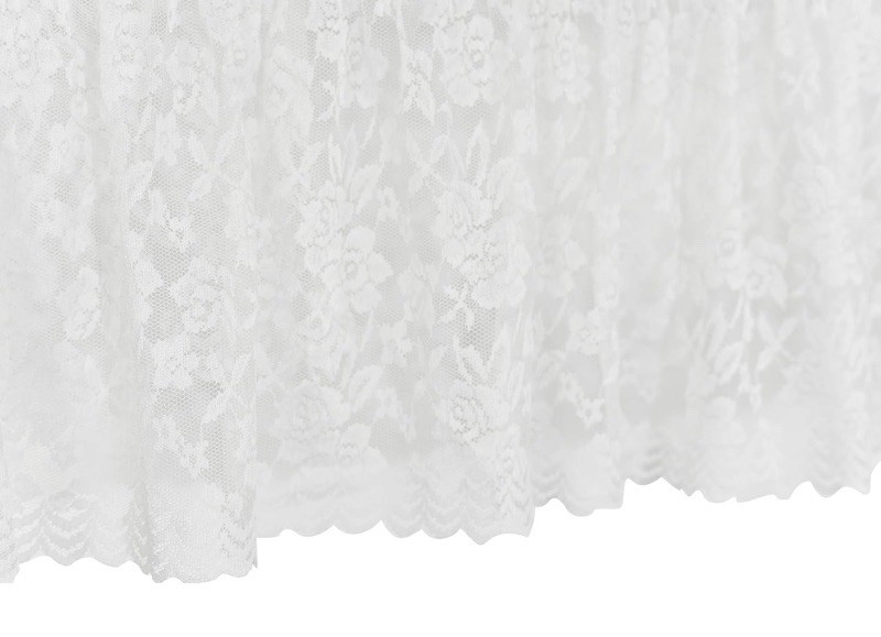 WHITE LACE SCALLOPED ELASTIC BED WRAP AROUND EASY FIT BED SKIRT QUEEN/KING gallery