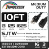 10 Ft Outdoor Extension Cord 16/3 SJTW 3 Prong Grounded Black Power Cord gallery