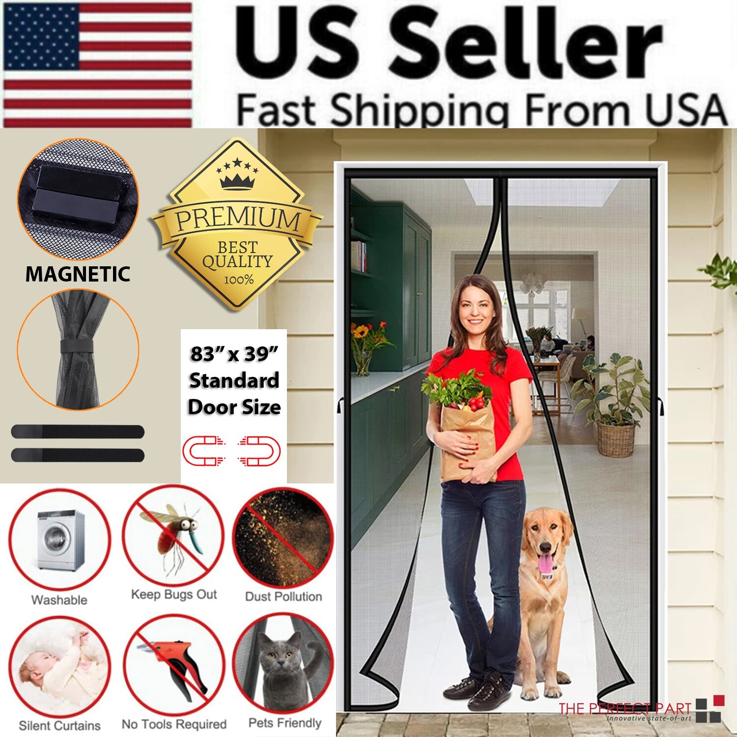 Magnetic Screen Door Mesh Curtain Durable Mosquito Net Bug Hands Free gallery