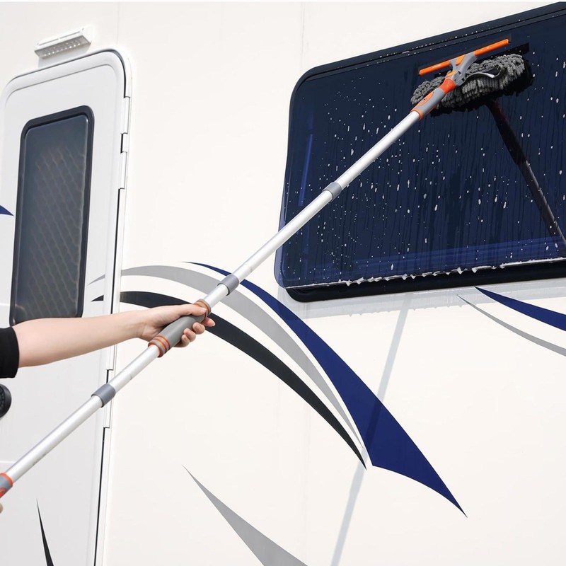 Eazer Extendable Click & Lock Window Squeegee, Washable Microfiber, 89 in gallery