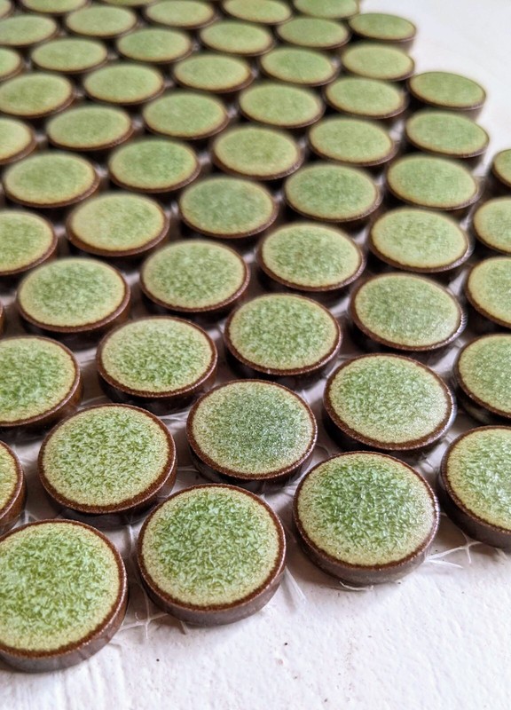 Rustic Green Penny Round Mosaic Tile For Wall & Floor gallery
